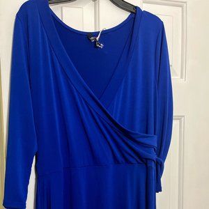 Royal blue faux wrap maxi dress